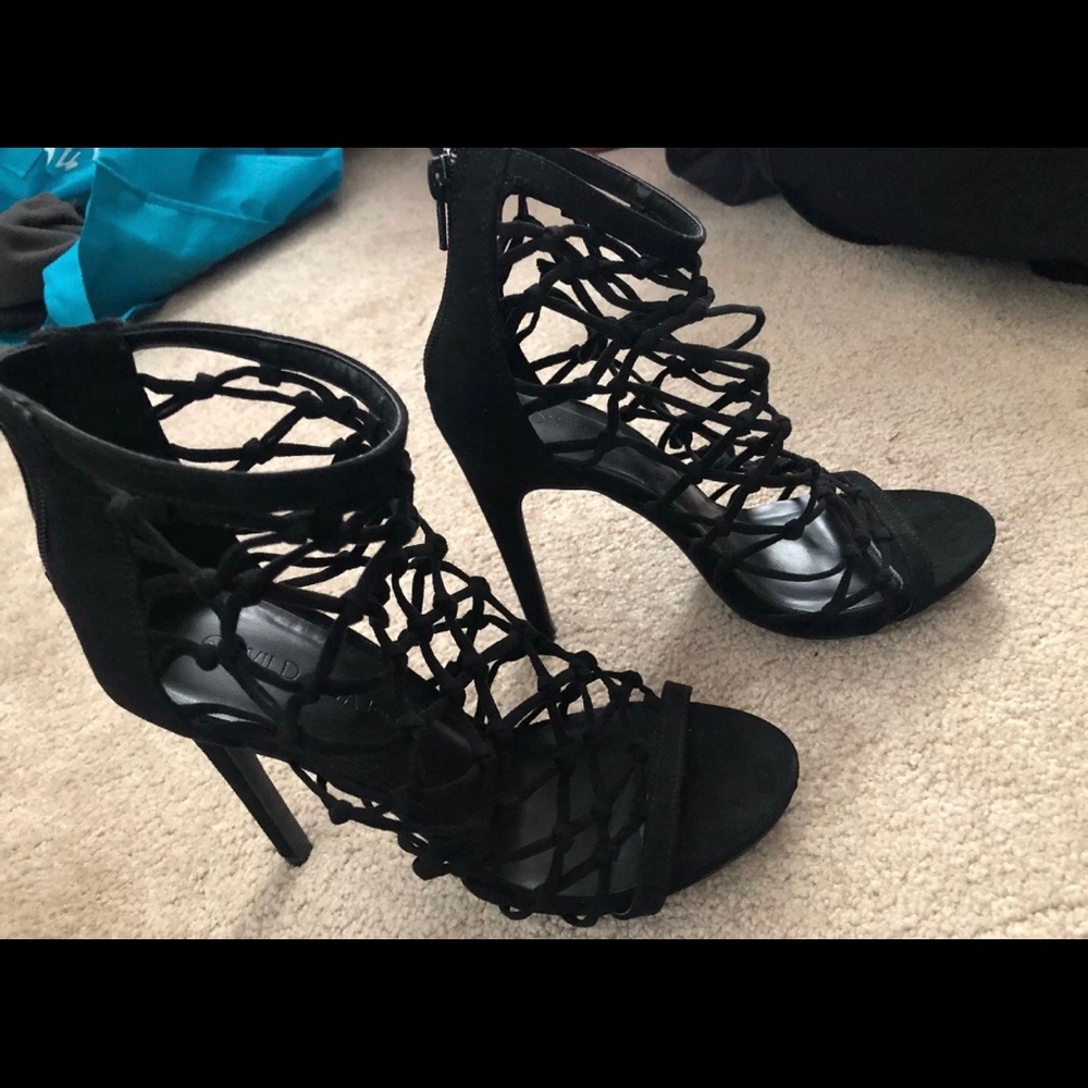 Black Caged Heels